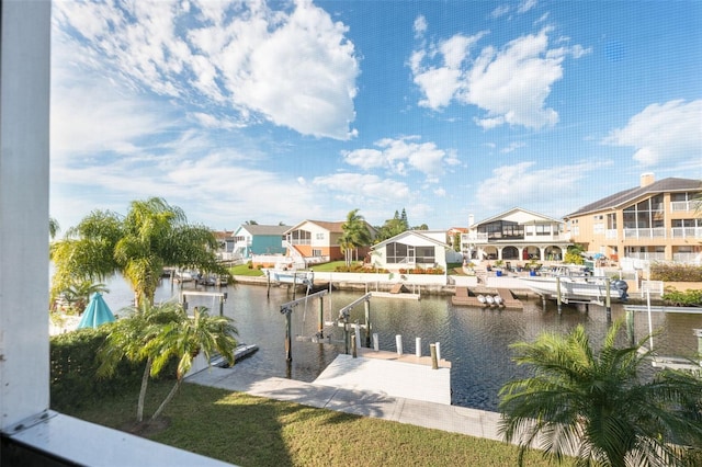 view of dock featuring a water view