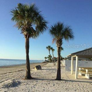 exterior space featuring a beach view