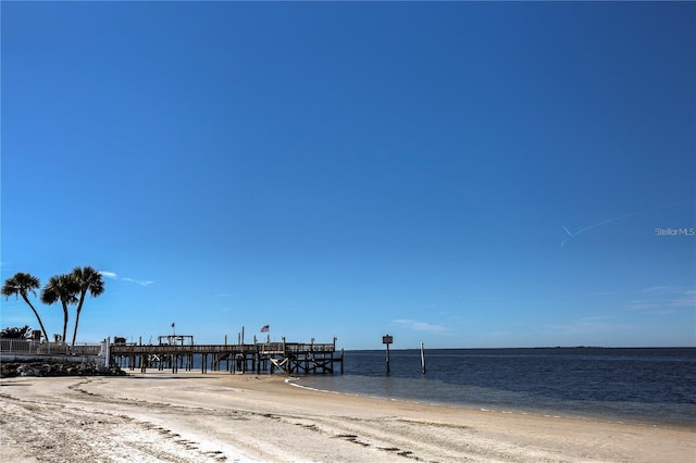 view of water feature with a view of the beach