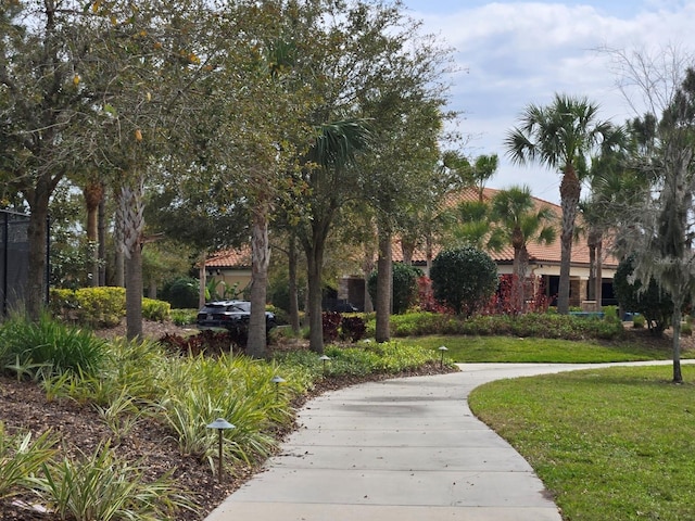 view of property's community featuring a yard