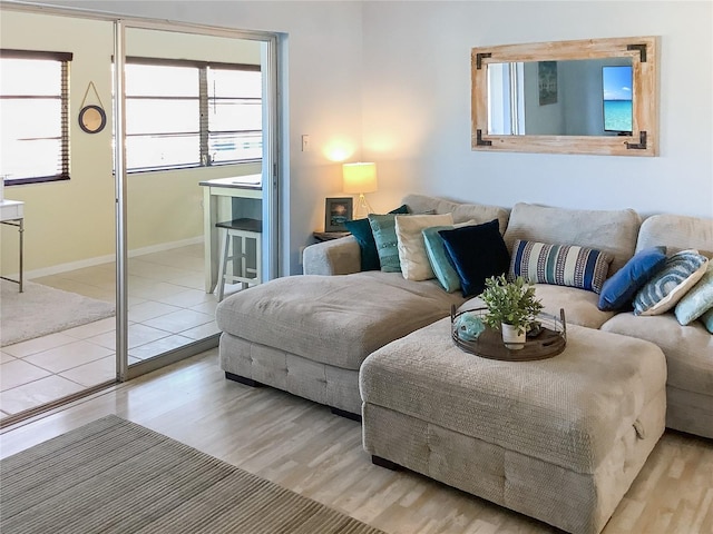 living room featuring light hardwood / wood-style flooring