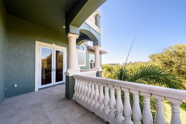 balcony with french doors