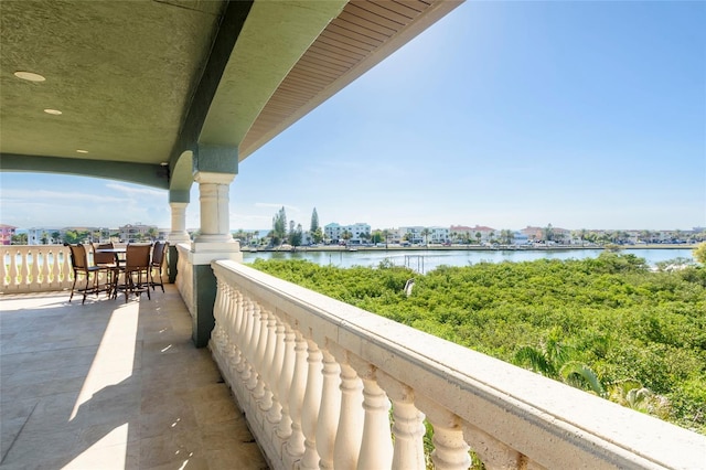 balcony with a water view