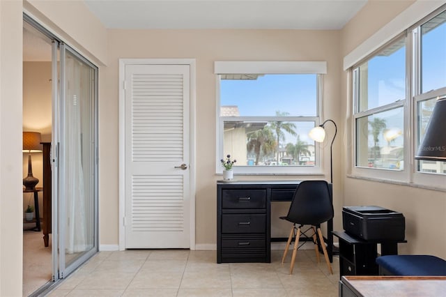 view of tiled home office