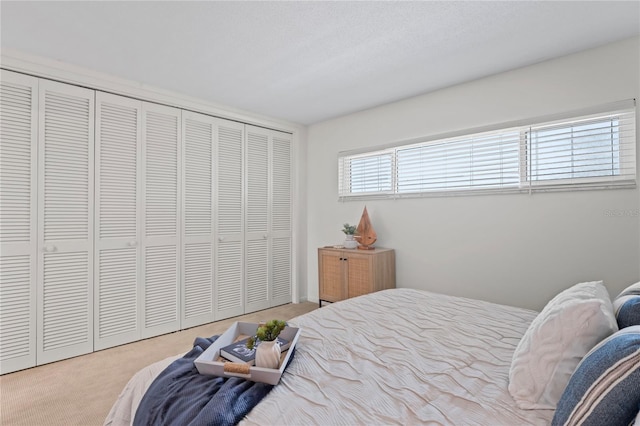 carpeted bedroom featuring a closet