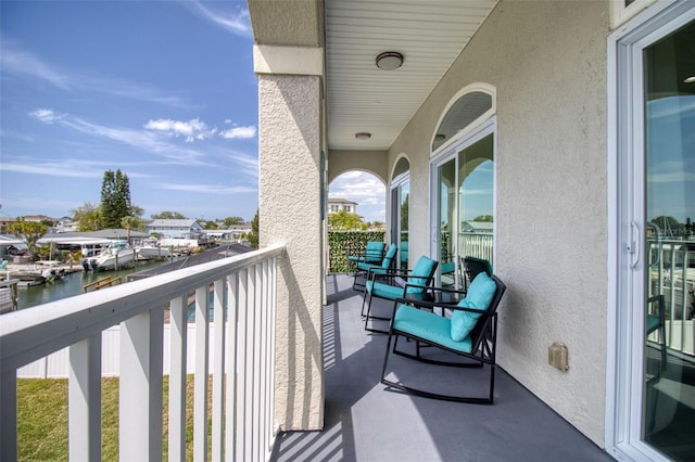 balcony with a water view