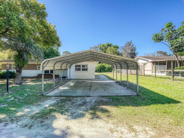 view of yard featuring a carport