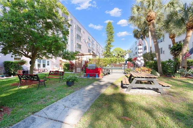 view of community with a lawn