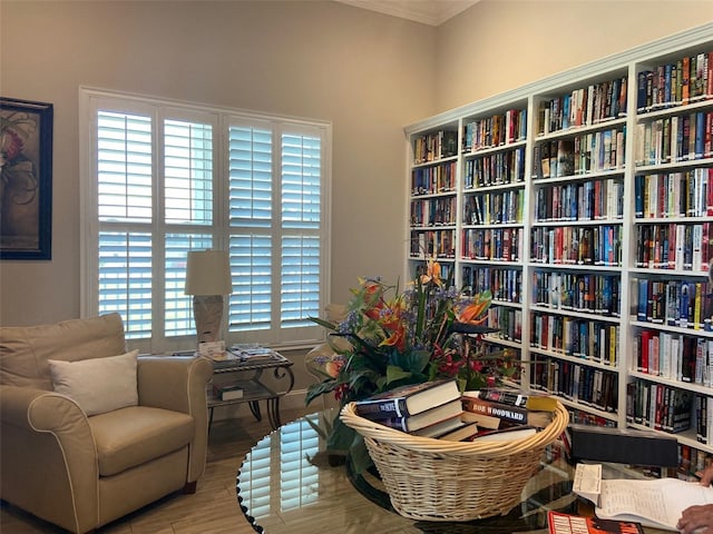 sitting room with light hardwood / wood-style flooring and a wealth of natural light