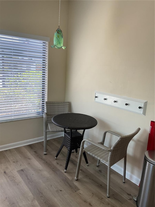 office area with hardwood / wood-style floors