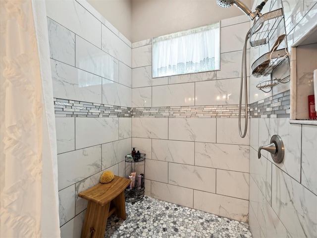 bathroom featuring walk in shower