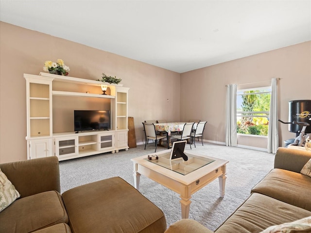 living room featuring carpet flooring