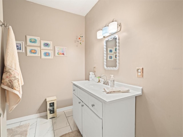 bathroom featuring vanity and tile flooring