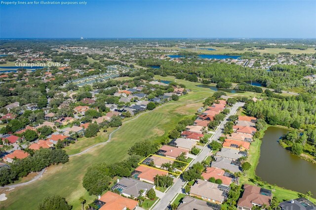 bird's eye view featuring a water view