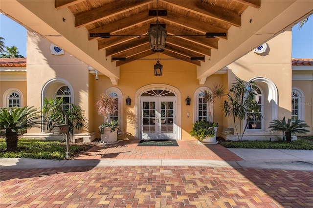 property entrance with french doors