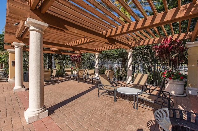 view of patio with a pergola