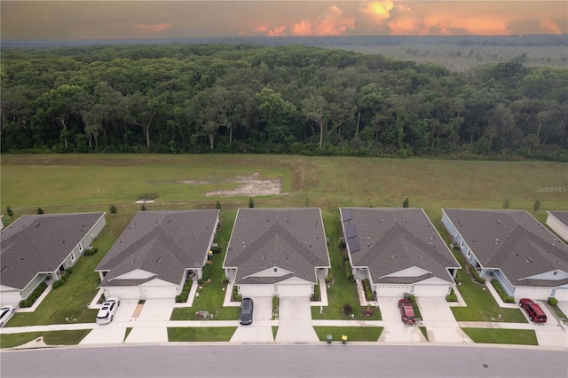 view of aerial view at dusk