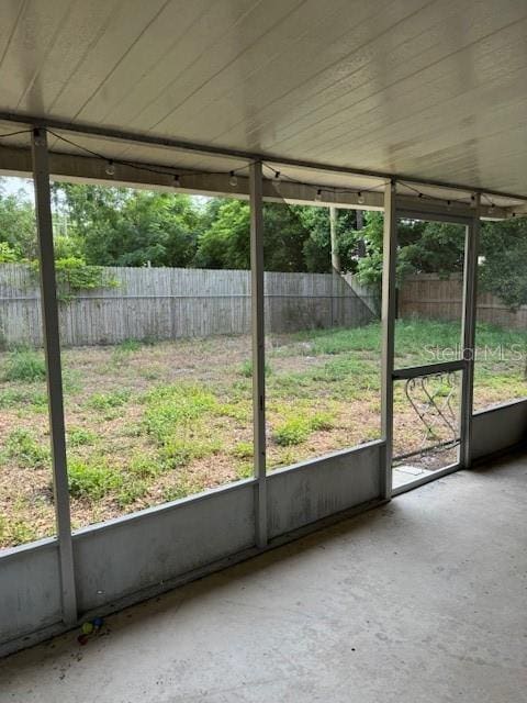 view of unfurnished sunroom