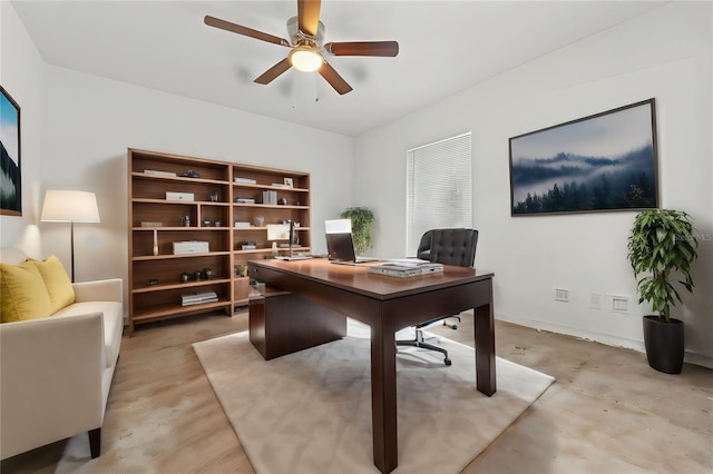 home office featuring ceiling fan