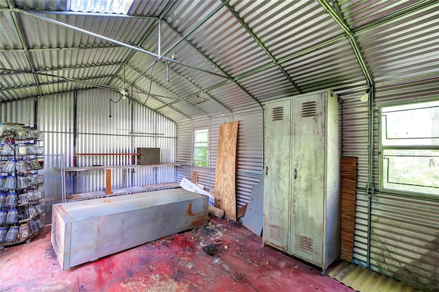 garage featuring metal wall