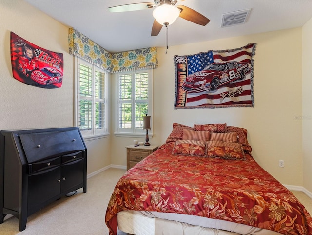 bedroom with carpet and ceiling fan