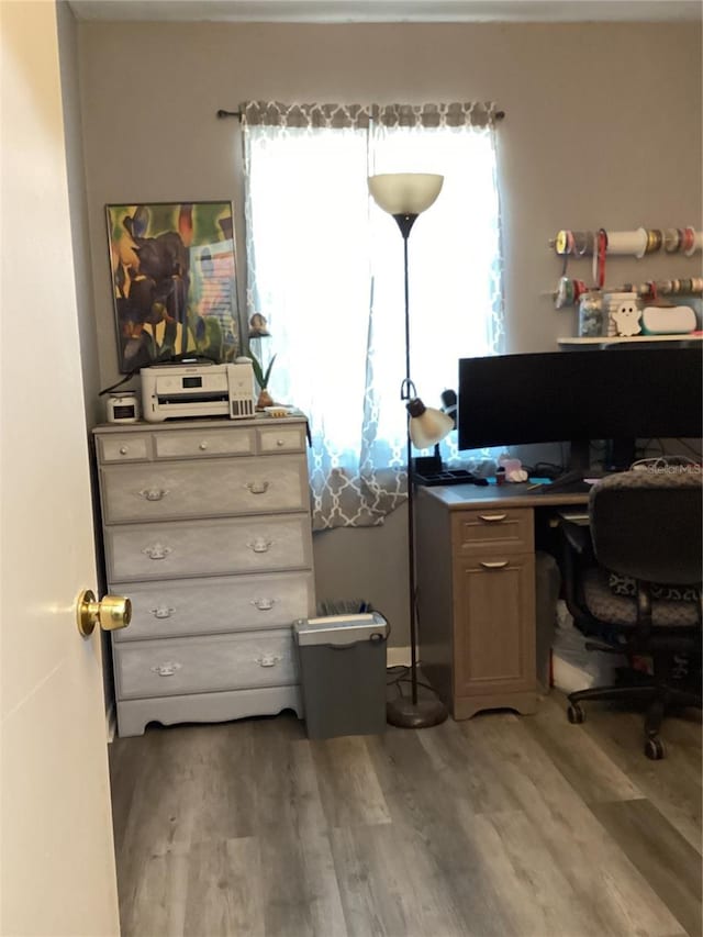 office space featuring light hardwood / wood-style floors