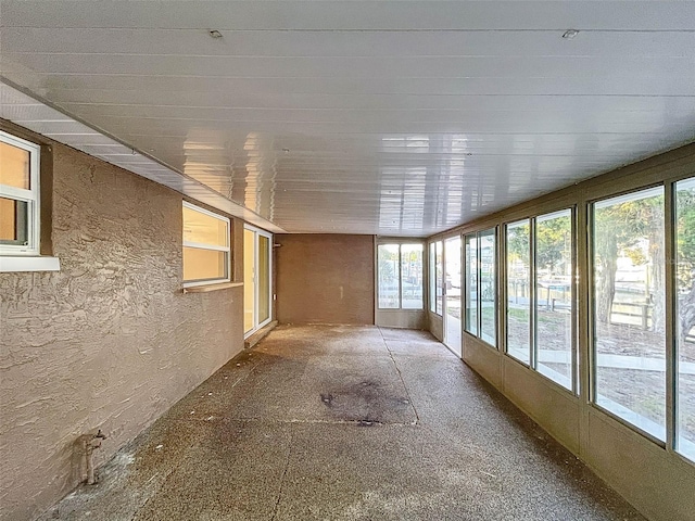 view of unfurnished sunroom