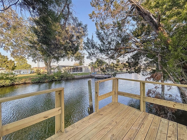 view of dock featuring a water view