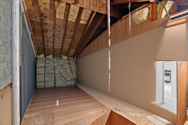 view of unfinished attic