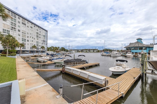 view of dock featuring a water view