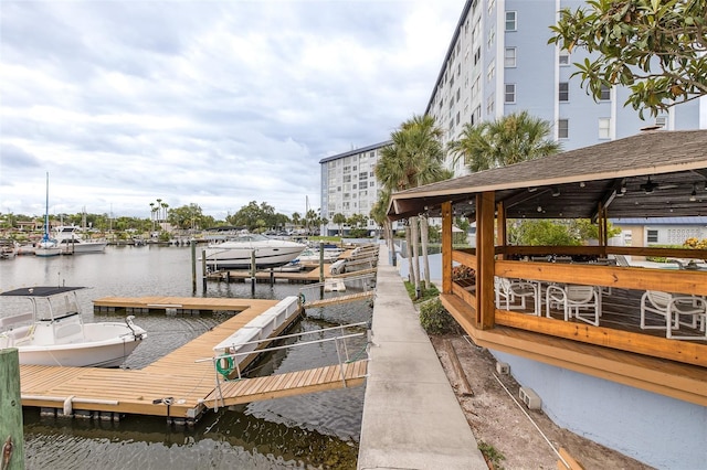 view of dock featuring a water view