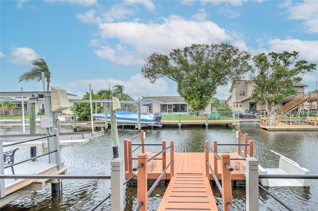 view of dock featuring a water view