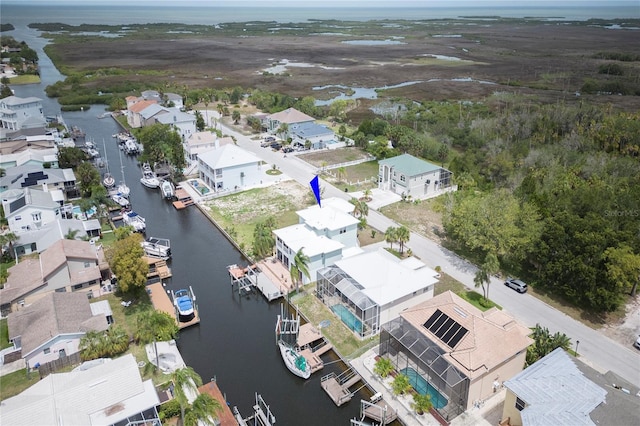 bird's eye view featuring a water view