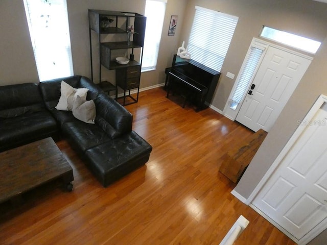 living room with hardwood / wood-style floors