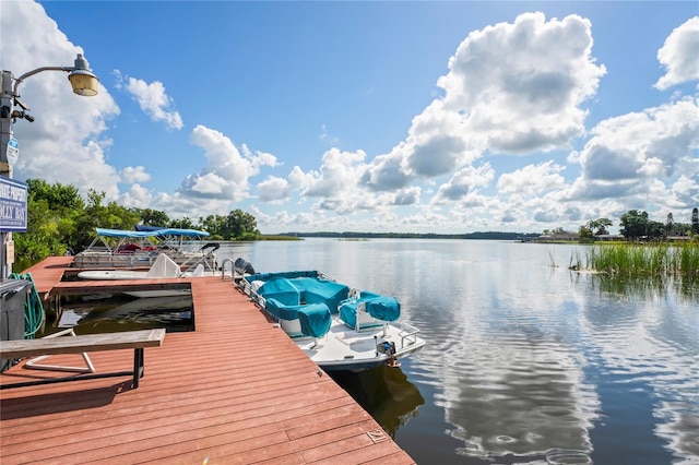 view of dock featuring a water view