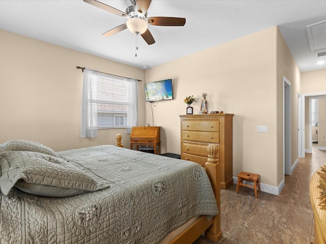 bedroom featuring ceiling fan