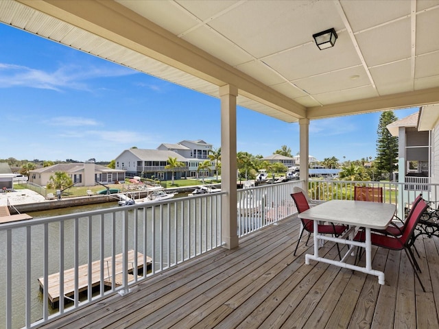 deck with a water view