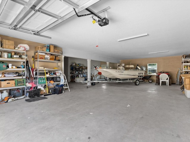 garage with a garage door opener