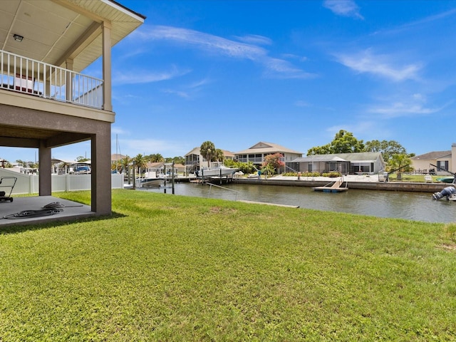 view of yard with a water view