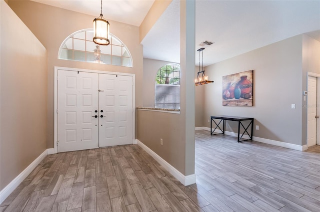 entrance foyer featuring light wood-type flooring