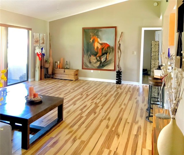 living room with light hardwood / wood-style flooring