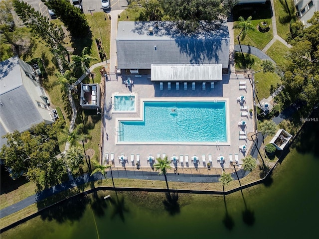 bird's eye view featuring a water view