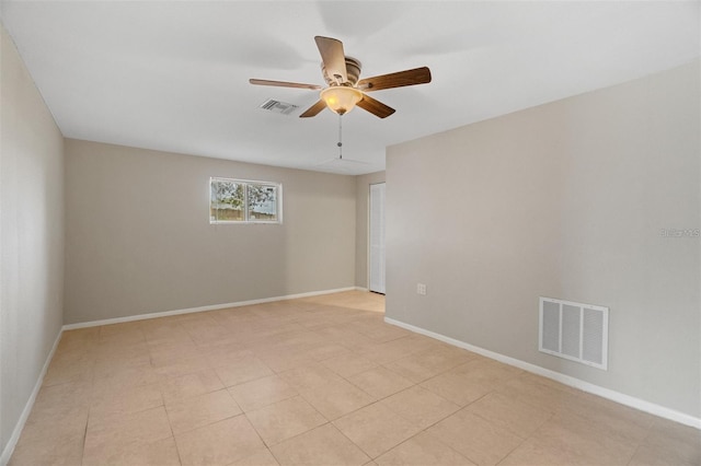 unfurnished room with ceiling fan