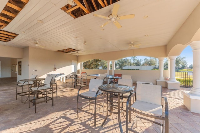 view of patio / terrace featuring ceiling fan