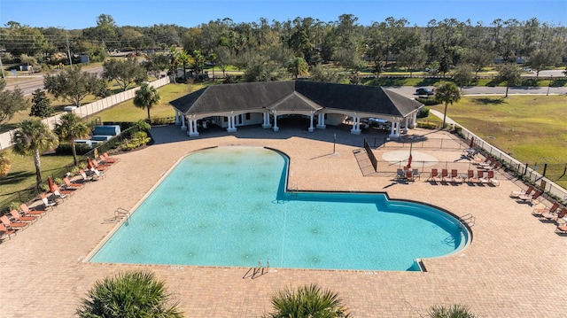 view of pool featuring a patio