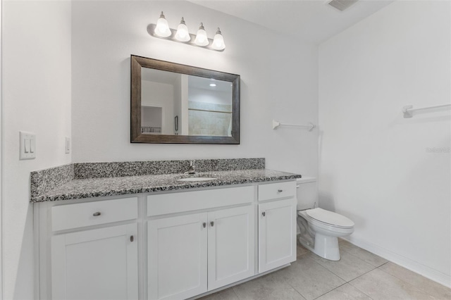 bathroom with tile patterned floors, vanity, and toilet