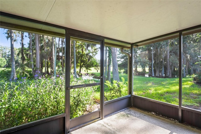 view of unfurnished sunroom