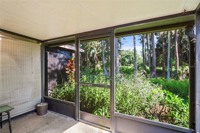 view of unfurnished sunroom