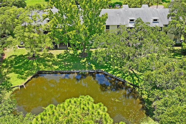 bird's eye view featuring a water view