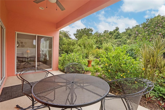 view of patio / terrace featuring ceiling fan